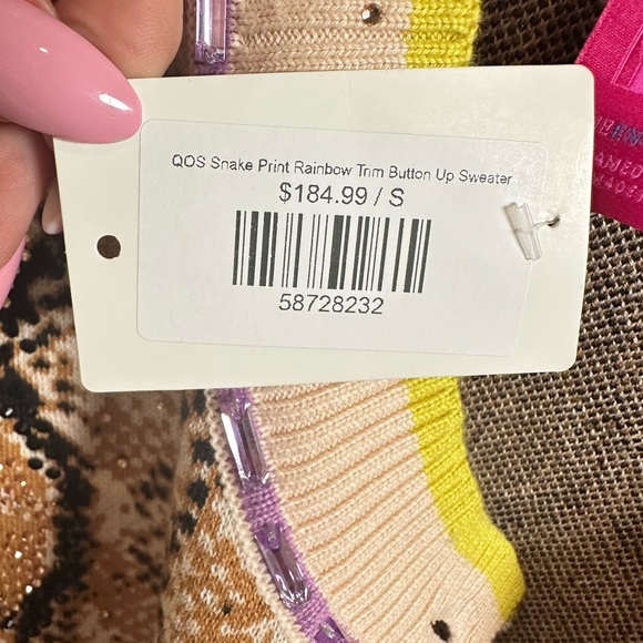 QUEEN OF SPARKLES Multicolor Snake Print Cardigan - NWT - Picture 5 of 12